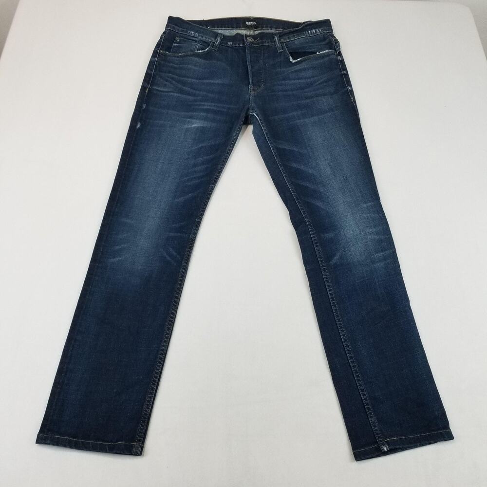 Hudson Sartor Slouchy Skinny Jeans Mens 32x30 Blue Button Fly Stretch Denim USA
